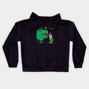 T rex eating ice cream Kids Hoodie